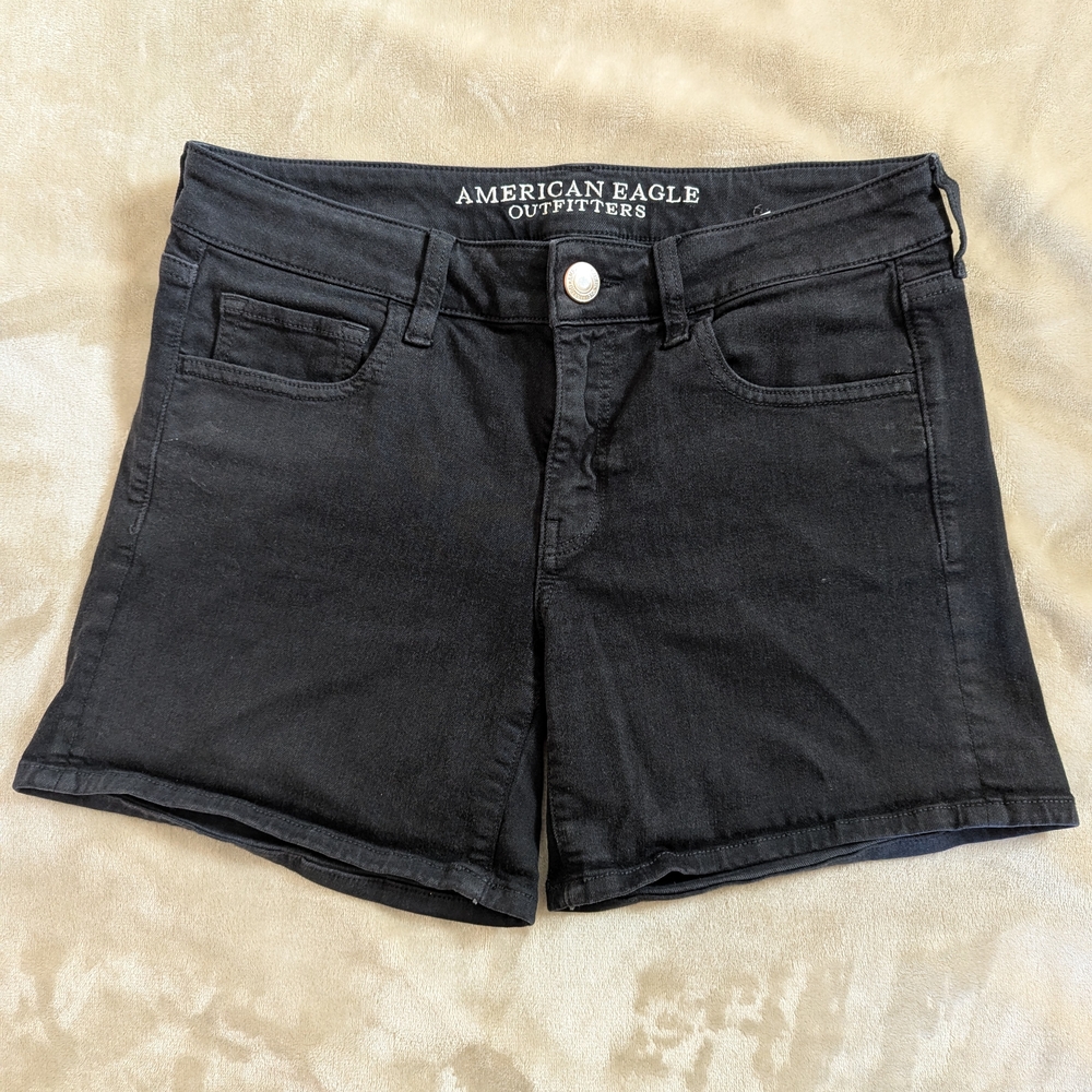 American Eagle Outfitters Black Super Stretch Midi Shorts